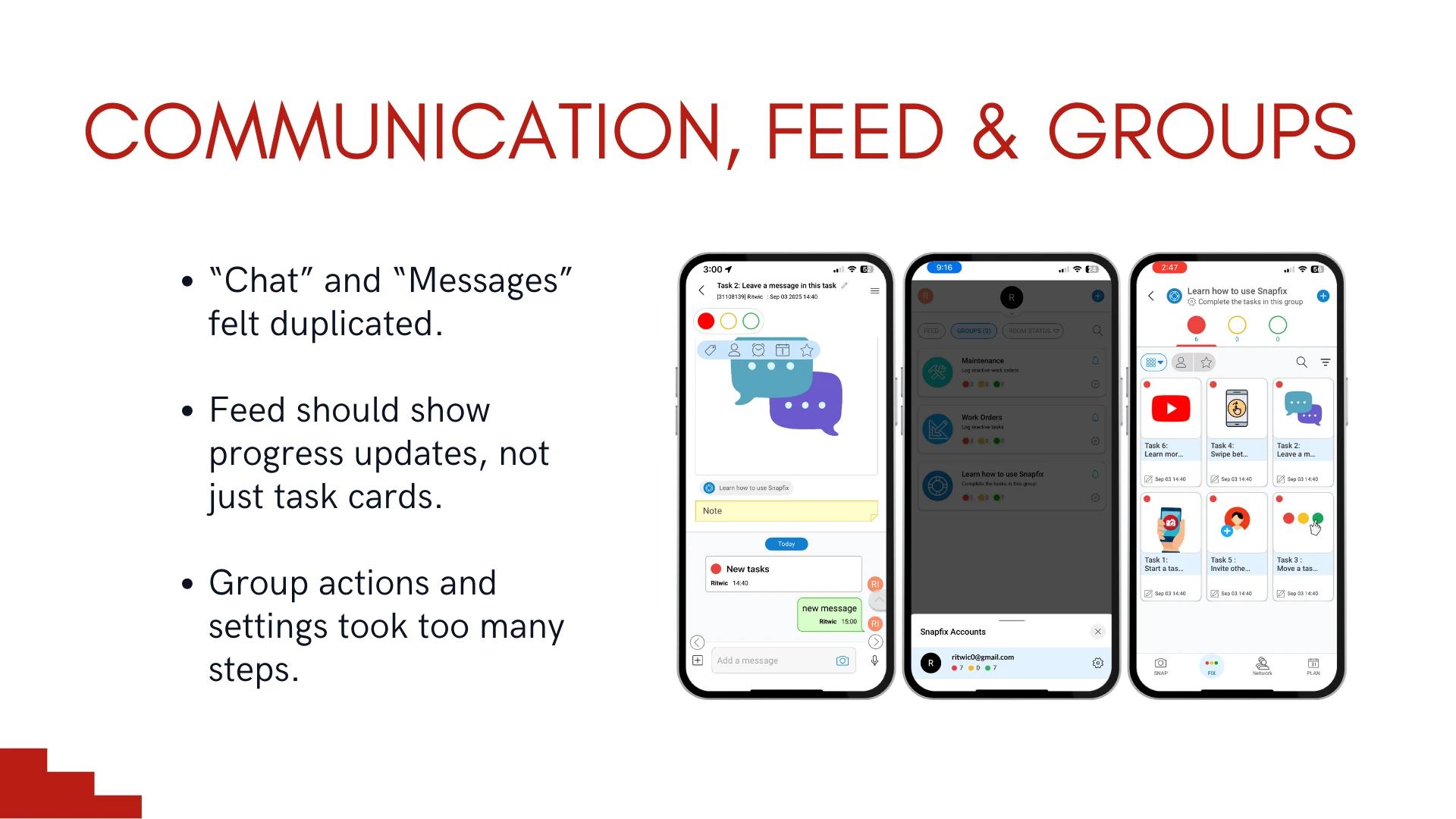 Communication, feed & groups