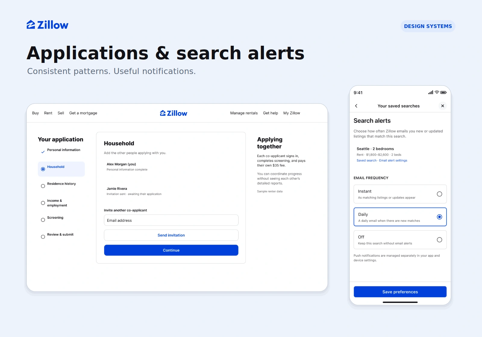 Application patterns and saved-search alerts