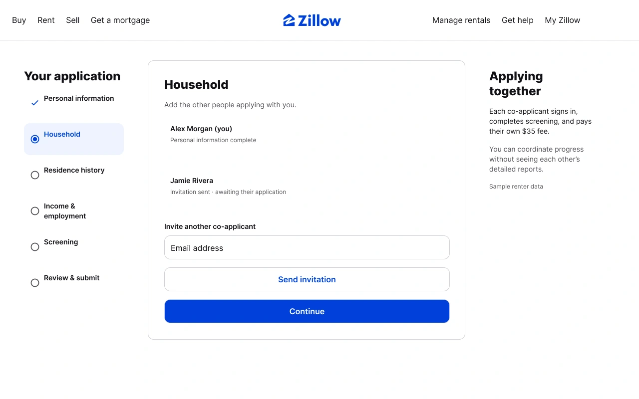 Desktop application — navigation and household status